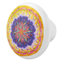 Multicolor Bohemian Floral Ceramic Knob