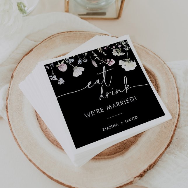  Multicolor Boho Eat Drink We're Married Wedding  Napkin (Creator Uploaded)