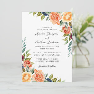 Multicolor Botanical Floral Wedding Invitation