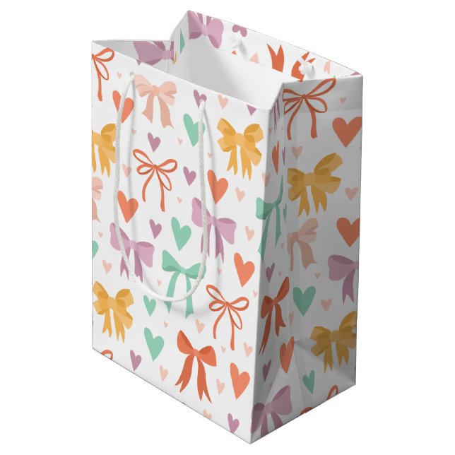 Multicolor Bows & Hearts Gift  Medium Gift Bag (Back Angled)