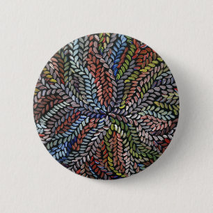 Multicolor bush medicine leaves 6 cm round badge