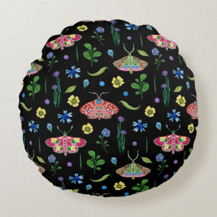 Multicolor Butterflies: Bright Seamless Pattern Round Cushion