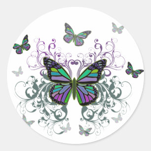 MultiColor Butterfly Classic Round Sticker