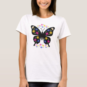 Multicolor butterfly t-shirt with flowers