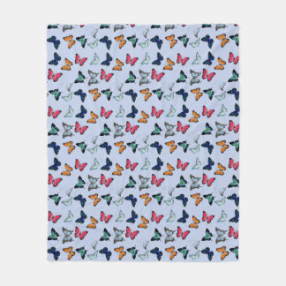 Multicolor Butterfly with Custom Background Colour Fleece Blanket