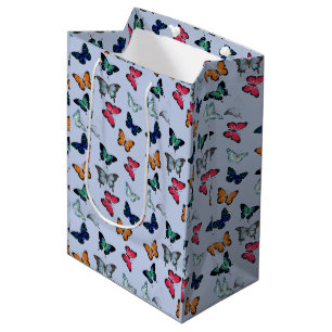 Multicolor Butterfly with Custom Background Colour Medium Gift Bag