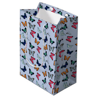 Multicolor Butterfly with Custom Background Colour Medium Gift Bag