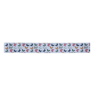 Multicolor Butterfly with Custom Background Colour Satin Ribbon