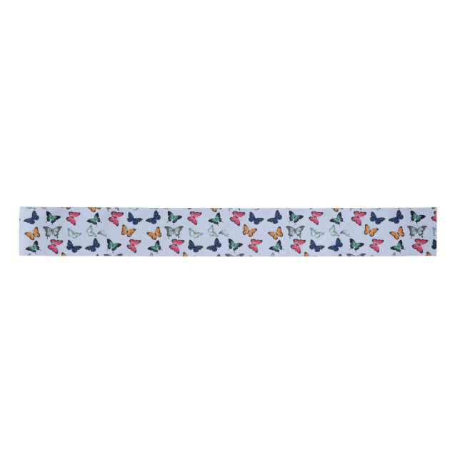 Multicolor Butterfly with Custom Background Colour Satin Ribbon (Front)