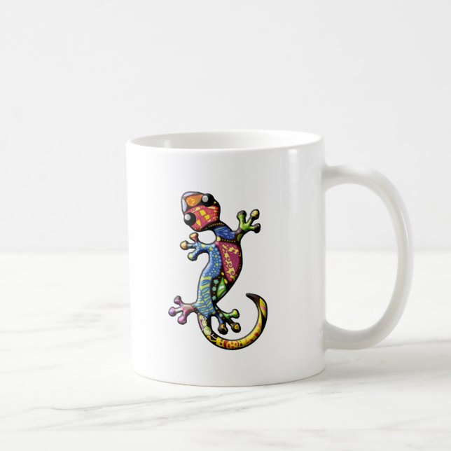Multicolor Calico Climbing Gecko Lizard Coffee Mug (Right)