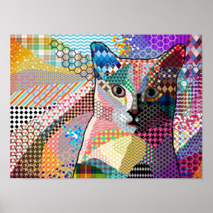 Multicolor Cat 676 Patterns Poster