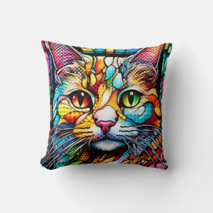 Multicolor Cat 708 Patterns Cushion