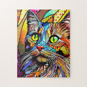 Multicolor Cat 711 patterns Jigsaw Puzzle