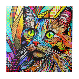 Multicolor Cat 711 patterns Tile