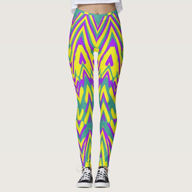 Multicolor Chavron "Ratti_Creative_Arts" Leggings (Front)