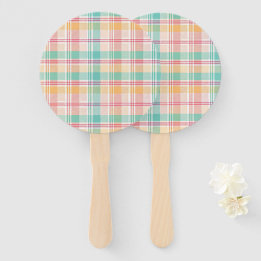 Multicolor Chequered Plaid Hand Fan