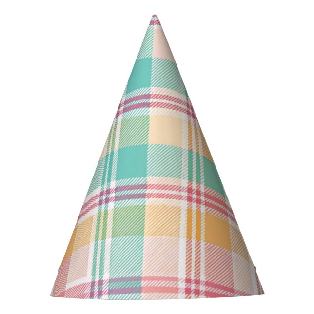 Multicolor Chequered Plaid Party Hat (Front)