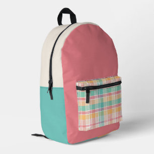Multicolor Chequered Plaid Printed Backpack