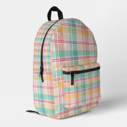 Multicolor Chequered Plaid Printed Backpack