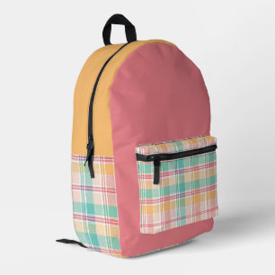 Multicolor Chequered Plaid Printed Backpack