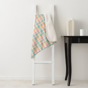 Multicolor Chequered Plaid Sherpa Blanket