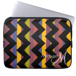 Multicolor Chevron Zigzag Custom Monogram 8 Laptop Sleeve