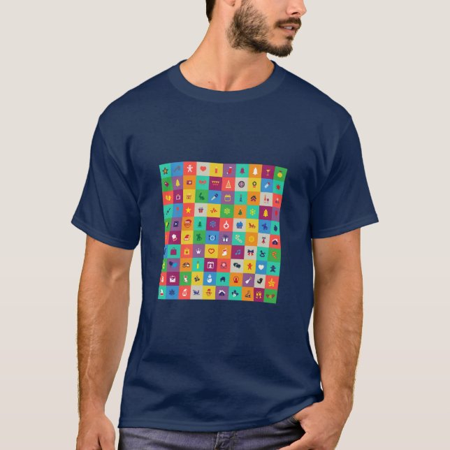 Multicolor Christmas Icons T-Shirt (Front)
