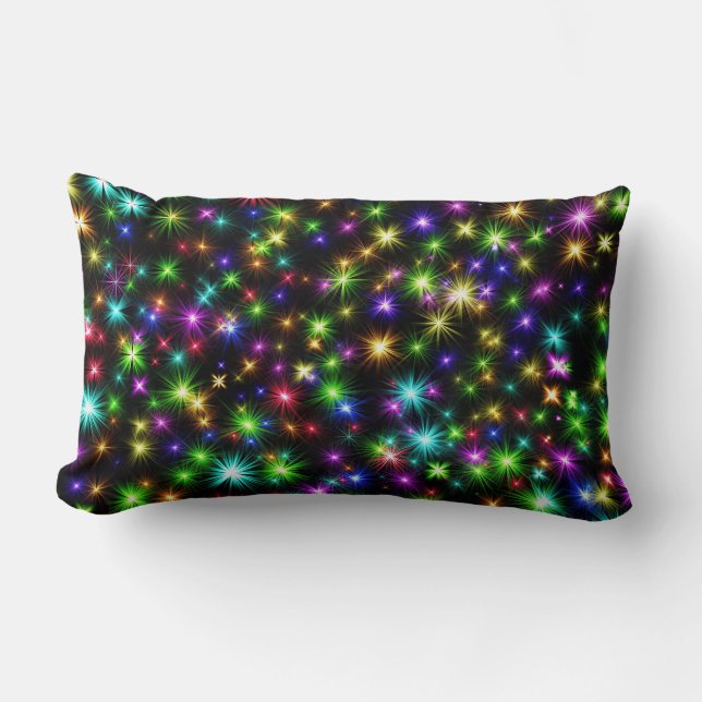 Multicolor Christmas Star Rays-57191 Lumbar Cushion (Front)