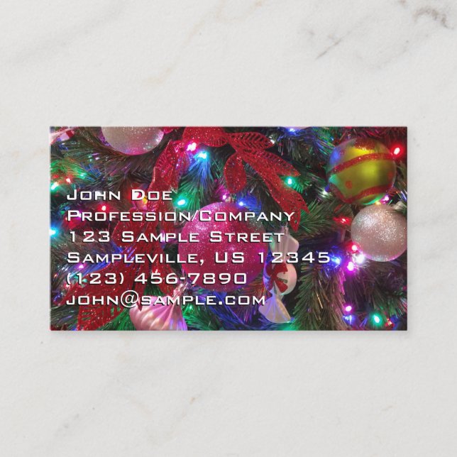 Multicolor Christmas Tree Colourful Holiday Business Card (Front)