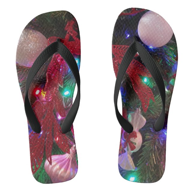Multicolor Christmas Tree Colourful Holiday Jandals (Footbed)