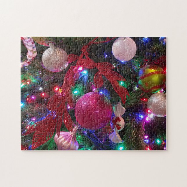 Multicolor Christmas Tree Colourful Holiday Jigsaw Puzzle (Horizontal)