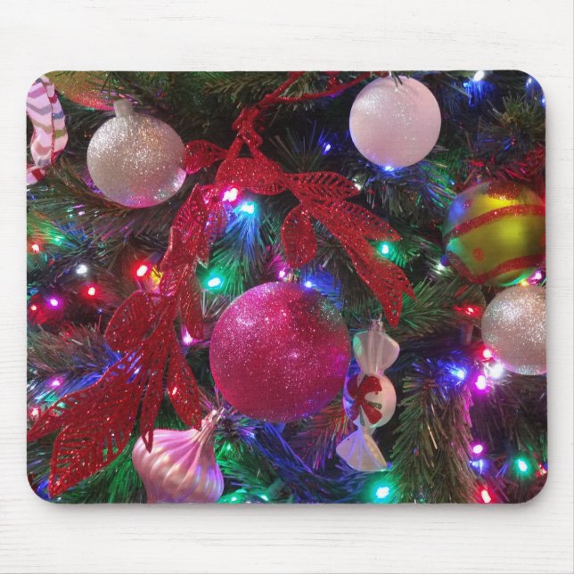 Multicolor Christmas Tree Colourful Holiday Mouse Pad (Front)