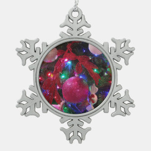 Multicolor Christmas Tree Colourful Holiday Snowflake Pewter Christmas Ornament