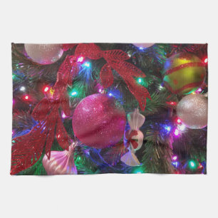 Multicolor Christmas Tree Colourful Holiday Tea Towel