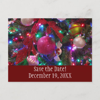 Multicolor Christmas Tree Colourful Save the Date Announcement Postcard