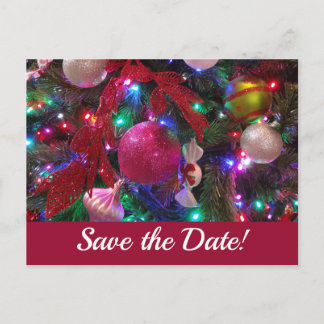 Multicolor Christmas Tree Colourful Save the Date Announcement Postcard