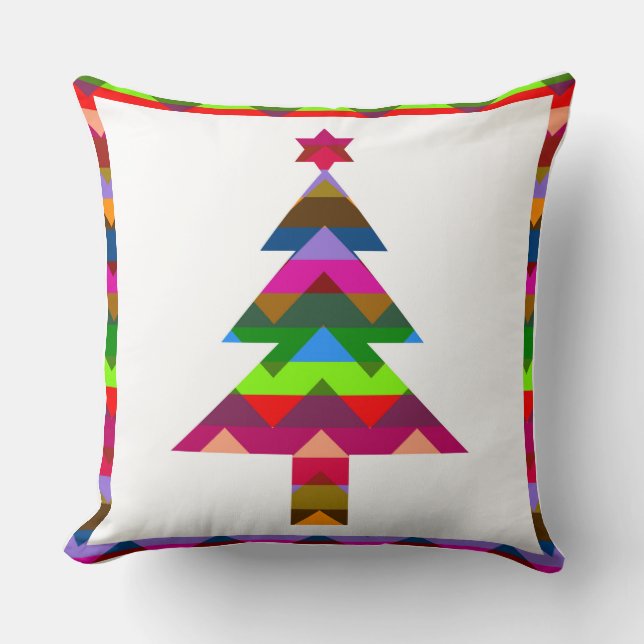 Multicolor Christmas Trees #2 Cushion (Front)