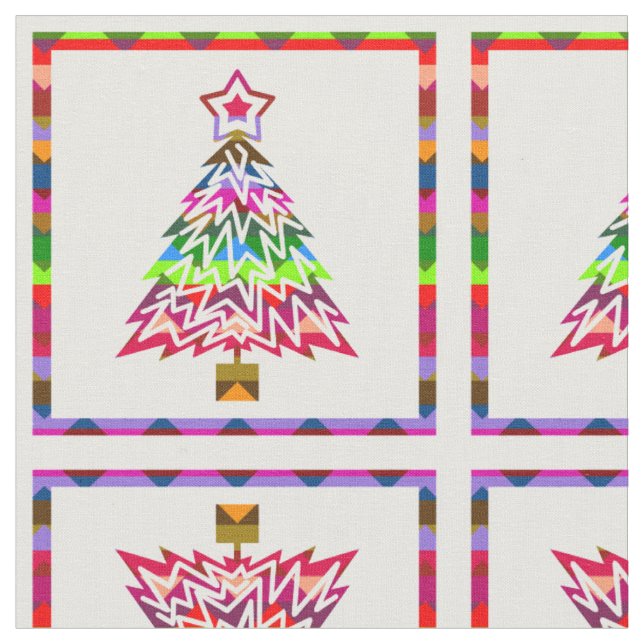 Multicolor Christmas Trees #3 Fabric (Close Up)