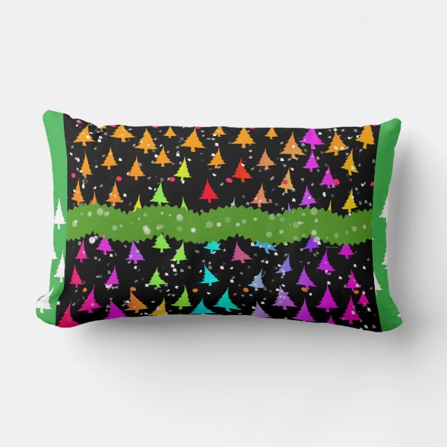 Multicolor Christmas Trees  Lumbar Cushion (Front)