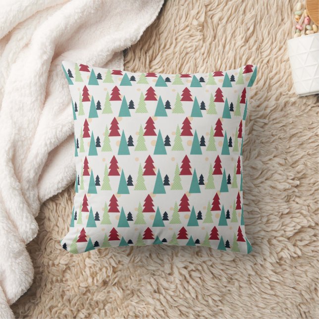 Multicolor Christmas Trees Pattern Cushion (Blanket)