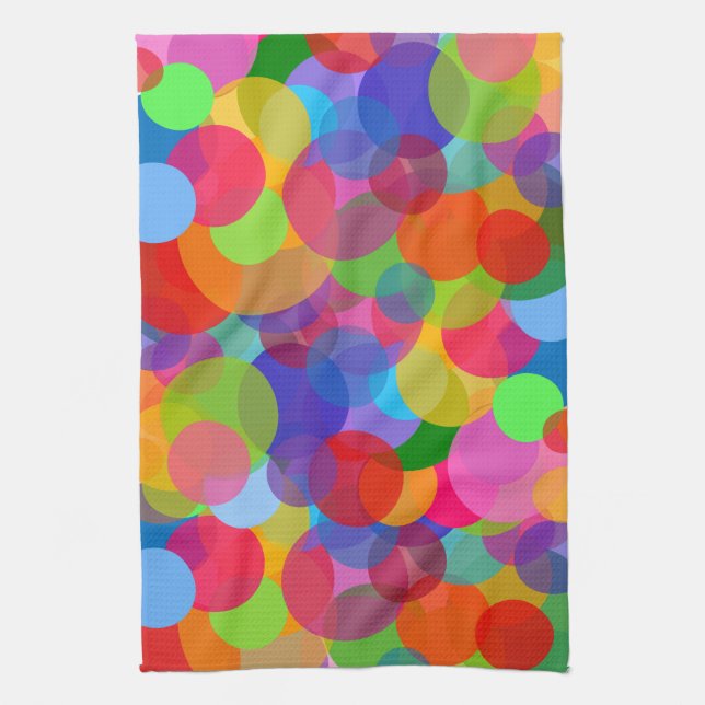 Multicolor Circles & Dots Tea Towel (Vertical)