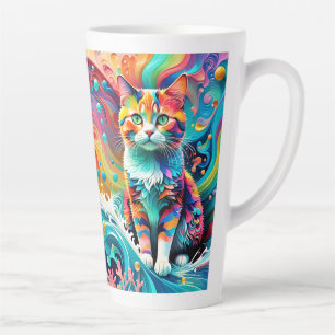 Multicolor Colourful Cat 759 Water Wave  Latte Mug