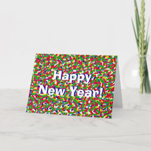 Multicolor Confetti "Happy New Year!" Holiday Card