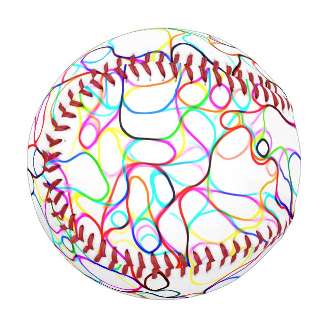Multicolor Curvy Abstract Art Baseball (Back Right)