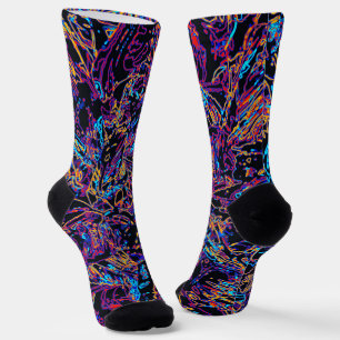 Multicolor Curvy Lined Pattern  Socks