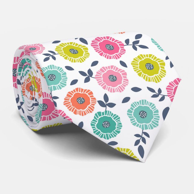 Multicolor cute floral pattern tie (Rolled)