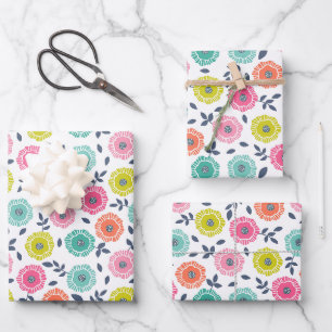 multicolor cute floral pattern wrapping paper sheet