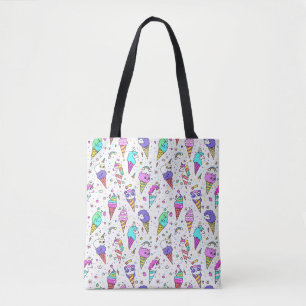 Multicolor cute ice-cream can unicorn pattern tote bag