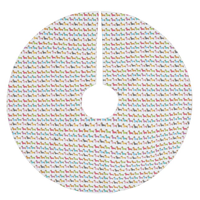 Multicolor Dachshund Christmas Tree Skirt (Front)