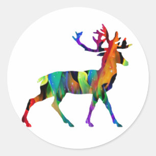 MULTICOLOR DEER PRODUCTS CLASSIC ROUND STICKER